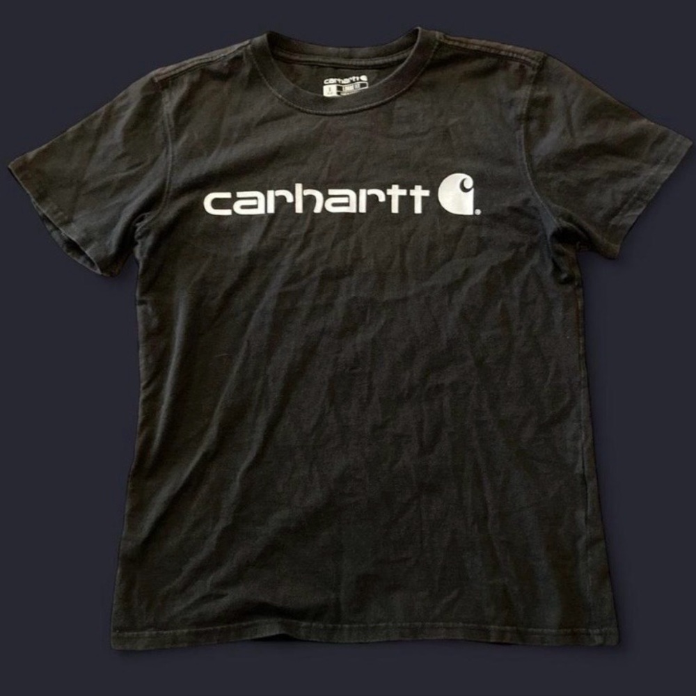 S | Carhartt black t-shirt with white text
